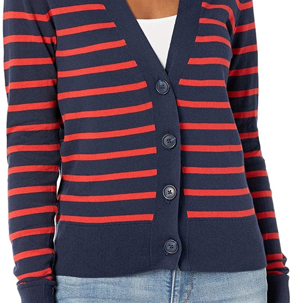 Striped V-Neck J. Crew Factory Cardigan Size XS - Picture 2 of 2